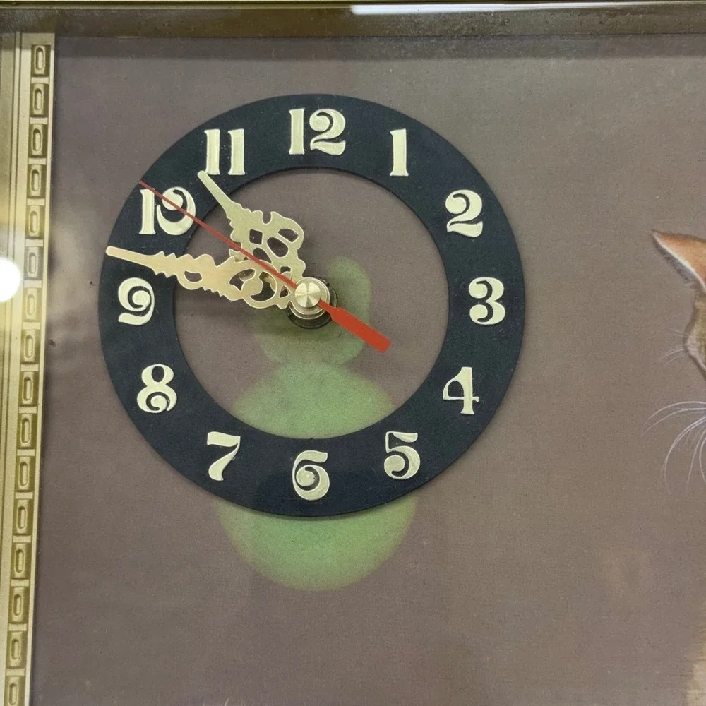 Vtg 3D Cat Dog Shadow Box Wall Clock Takane Japan Quartz Movement Singapore Read